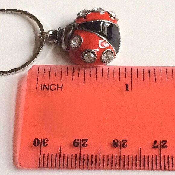 Ladybug Necklace Charm Pendant Red Enamel Crystal Silver Plated Insect 20" Chain - Picture 7 of 12